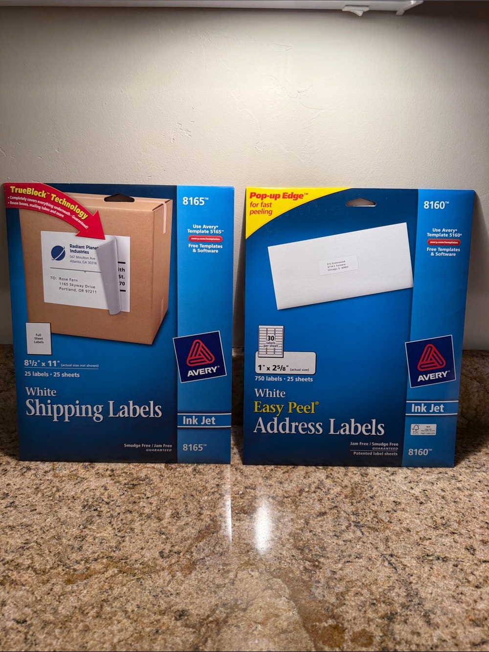 Avery White Shipping & Easy Peel 8160 address & 8165 full sheet